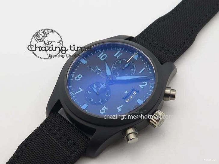 MIROTIME 0113 Comfortable Pilot Chrono IW388003 Real Ceramic ZF 1:1 Best Edition On Black Nylon Strap A 7322